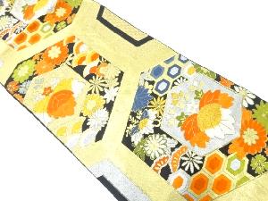 アンティーク　亀甲に桐・菊模様織出し袋帯（着用可）